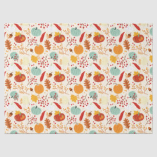 Autumn Pumpkins and Leaves Pattern Tissue Paper