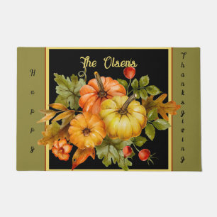 Autumn pumpkins and oak leaves doormat