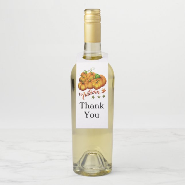 Autumn pumpkins      bottle tag (On Bottle)
