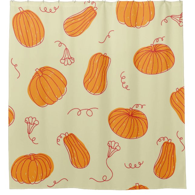 Autumn Pumpkins: Doodle Orange Pattern. (Front)