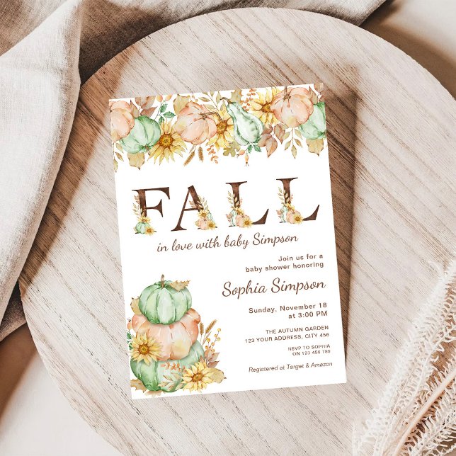 Autumn Pumpkins Fall in love Baby Shower Invitation (Creator Uploaded)