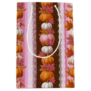 Autumn Pumpkins & Floral Lace Seamless Pattern (2) Medium Gift Bag