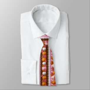Autumn Pumpkins & Floral Lace Seamless Pattern (2) Tie