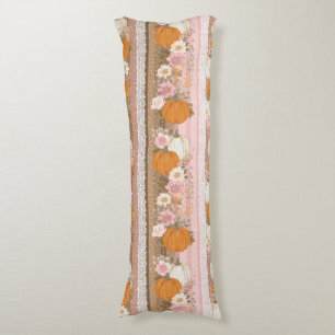 Autumn Pumpkins & Floral Lace Seamless Pattern Body Pillow