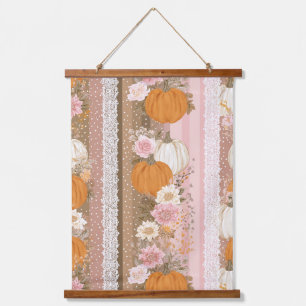 Autumn Pumpkins & Floral Lace Seamless Pattern Hanging Tapestry