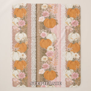 Autumn Pumpkins & Floral Lace Seamless Pattern Sherpa Blanket