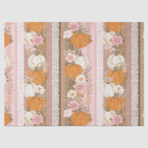 Autumn Pumpkins & Floral Lace Seamless Pattern Tissue Paper