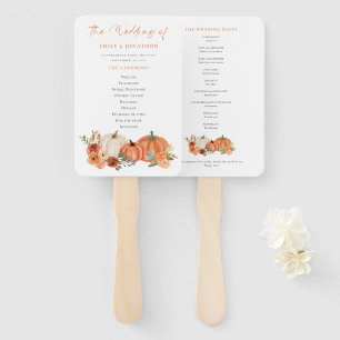 Autumn Pumpkins Florals Wedding Program Hand Fan