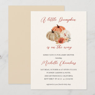 Autumn Pumpkins  Flowers Elegant Baby Shower  Invitation