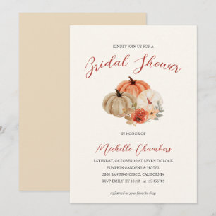 Autumn Pumpkins  Flowers Elegant Bridal Shower  In Invitation