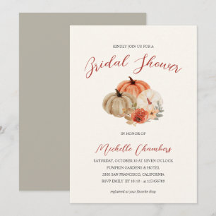 Autumn Pumpkins Flowers Elegant Bridal Shower Invitation