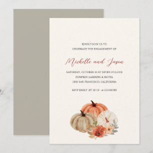 Autumn Pumpkins Flowers Elegant Engagement Party Invitation