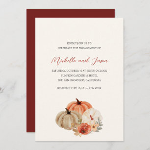 Autumn Pumpkins Flowers Elegant Engagement Party Invitation