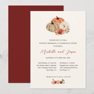 Autumn Pumpkins  Flowers Elegant REHEARSAL Invitation