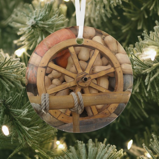  Autumn pumpkins Glass Ornament (Insitu)