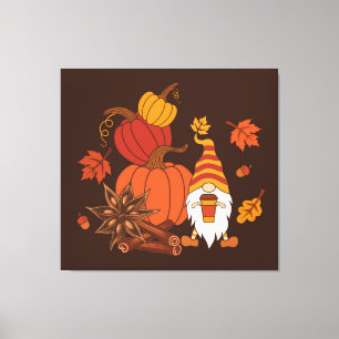 Autumn Pumpkins Gnome Spice Card Canvas Print