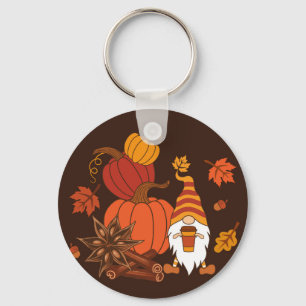 Autumn Pumpkins Gnome Spice Card Keychain