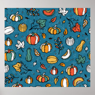 Autumn Pumpkins: Hand Drawn Vegetables Poster