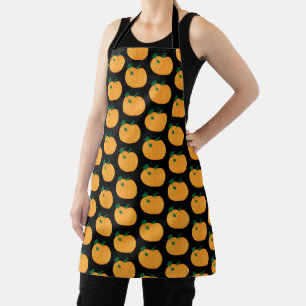 Autumn Pumpkins on Black Apron