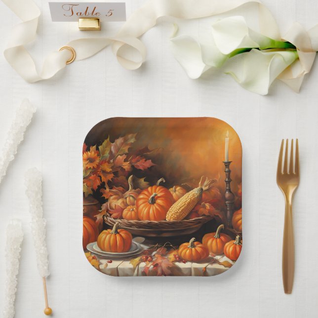 Autumn Pumpkins Paper Plate (Wedding)