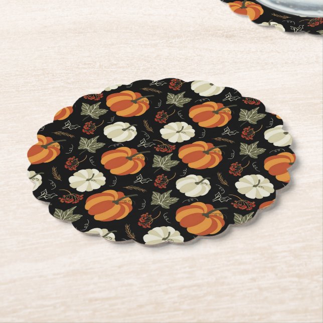 Autumn Pumpkins Pattern Paper Coaster (Angled)