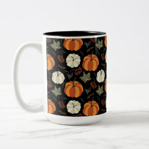 Autumn Pumpkins Pattern Two-Tone Coffee Mug