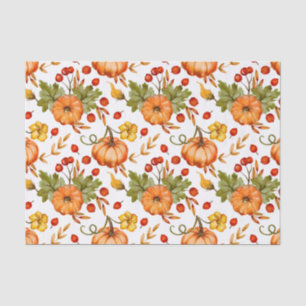 Autumn Pumpkins, Red Berries and Leaves  Tissue Paper