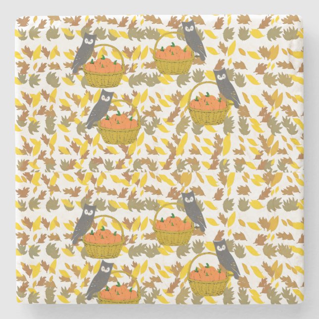 Autumn Pumpkins Stone Coaster (Front)