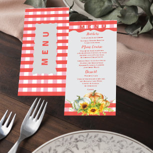 Autumn Pumpkins Sunflower Wedding Reception Dinner Menu