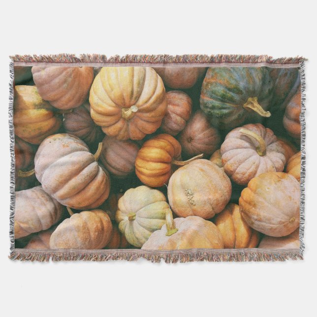 Autumn Pumpkins Throw Blanket (Front)