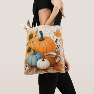 Autumn Pumpkins Watercolor All Tote Bag