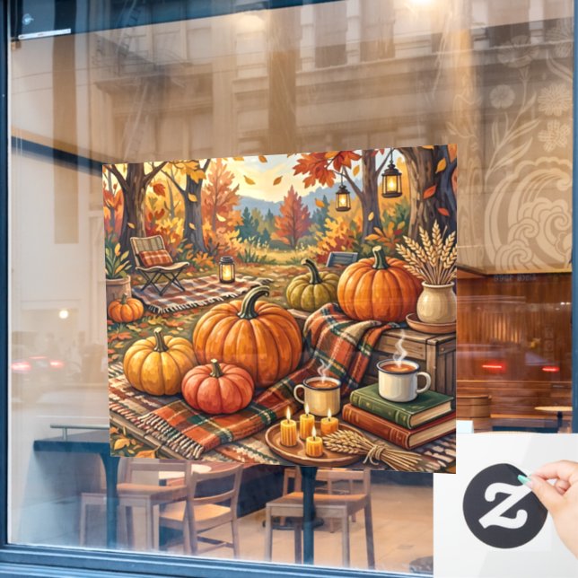 Autumn Pumpkins Window Cling (Cafe Window)