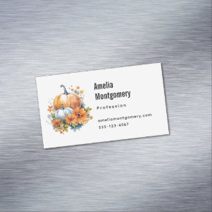 Autumn Pumpkins with Flowers and Foliage Magnetic Business Card