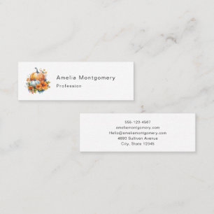 Autumn Pumpkins with Flowers and Foliage Mini Business Card