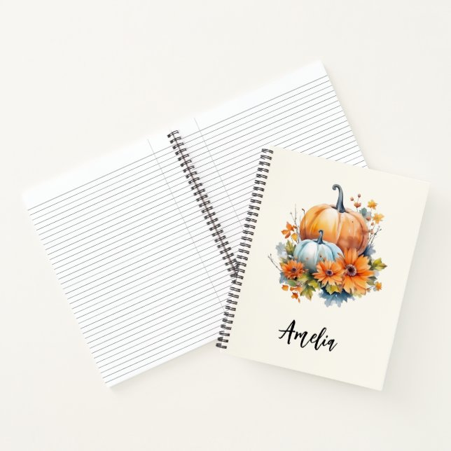 Autumn Pumpkins with Flowers and Foliage Notebook (Inside)