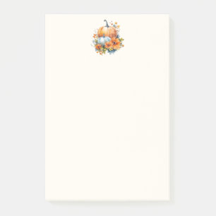 Autumn Pumpkins with Flowers and Foliage Post-it Notes