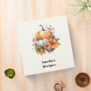 Autumn Pumpkins with Flowers and Foliage Recipe Binder
