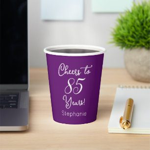 Autumn Purple Cheers to 85 Years 85th Birthday Paper Cups
