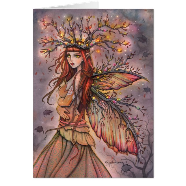 Autumn Queen Fairy Fantasy Art Card (Front)