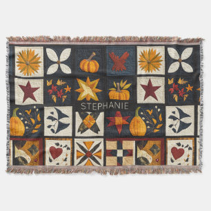 Autumn Quilt Block Pattern   Rustic Harvest Throw Blanket