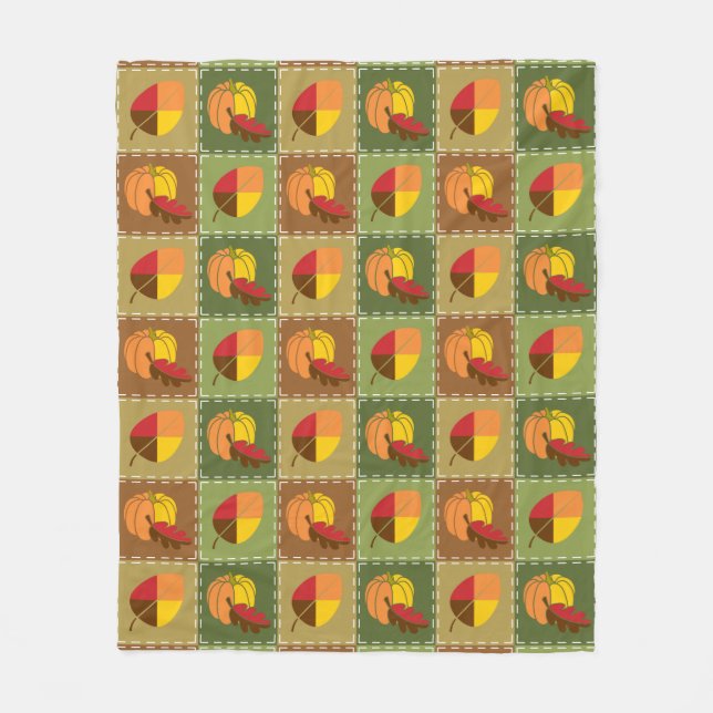 Autumn Quilt Fleece Blanket (Front)