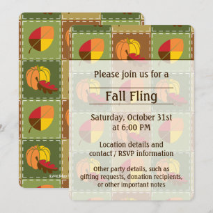 Autumn Quilt Party Invitation