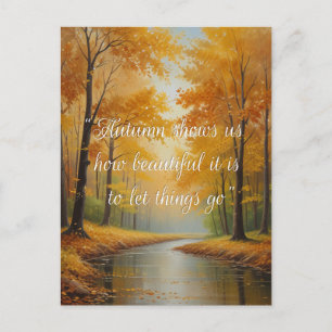 Autumn Quotes Forest Trees Leaves Ways  Postcard