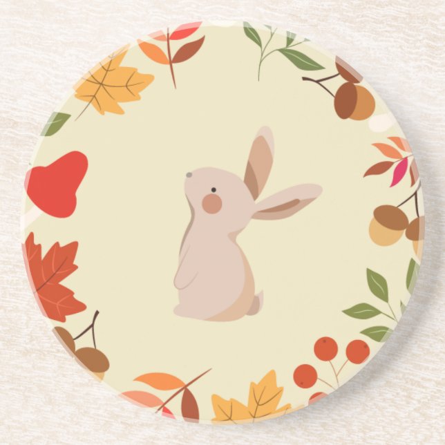 Autumn rabbit coaster (Front)