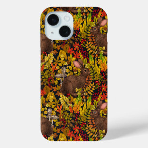 Autumn Rabbit on black iPhone 15 Case