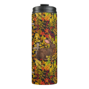 Autumn Rabbit on black Thermal Tumbler