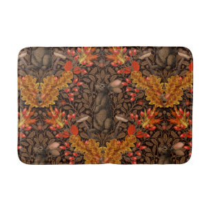 Autumn rabbit on brown bath mat