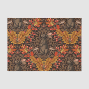Autumn rabbit on brown tissue paper