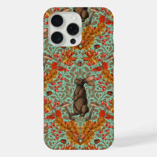 Autumn rabbit on light green iPhone 15 pro max case
