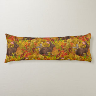 Autumn Rabbit on ochre Body Pillow